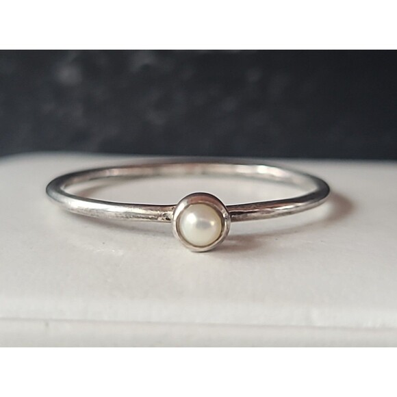 Silpada 925 Sterling Silver Real Pearl Ring, Size US 10.5 Vintage - Picture 1 of 10